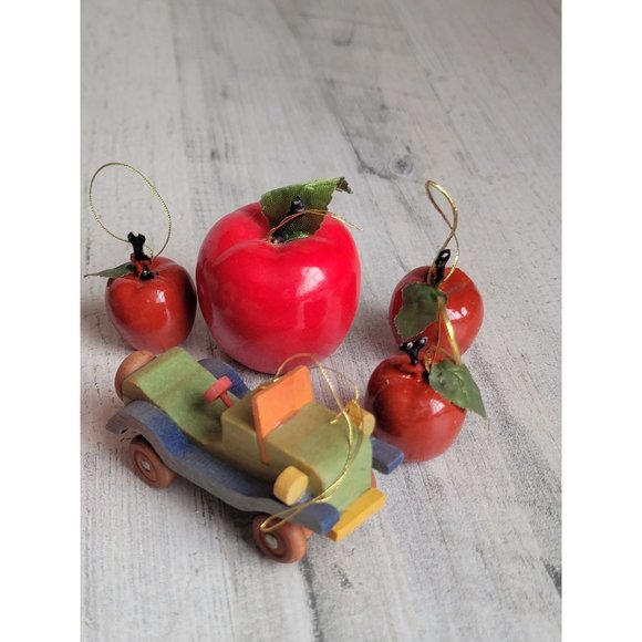 Vintage teacher apple school car ornament Xmas set - Picture 4 of 9